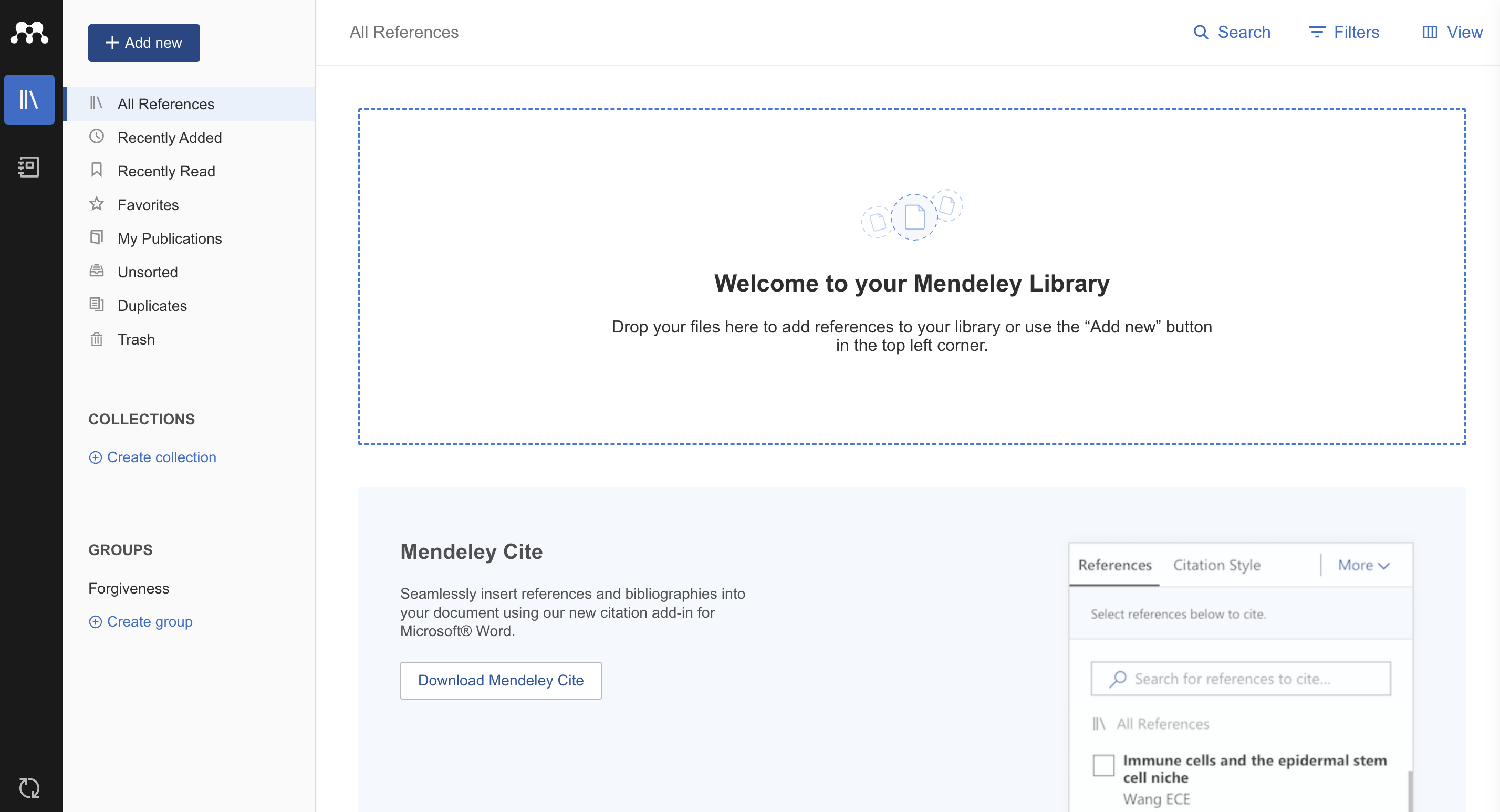 Mendeley layout